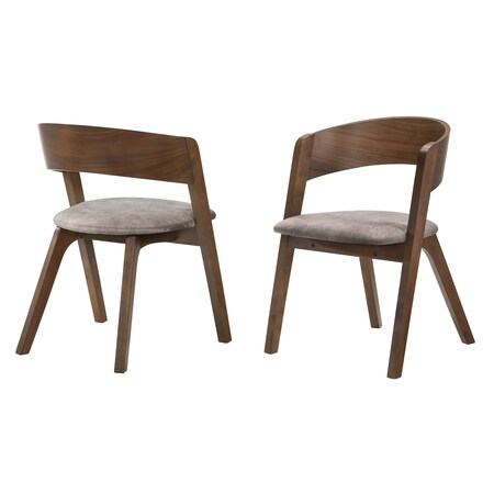 Armen Living Jackie Mid-Century Upholstered Dining Chairs in Walnut finish, PK2 LCJASIBRWA